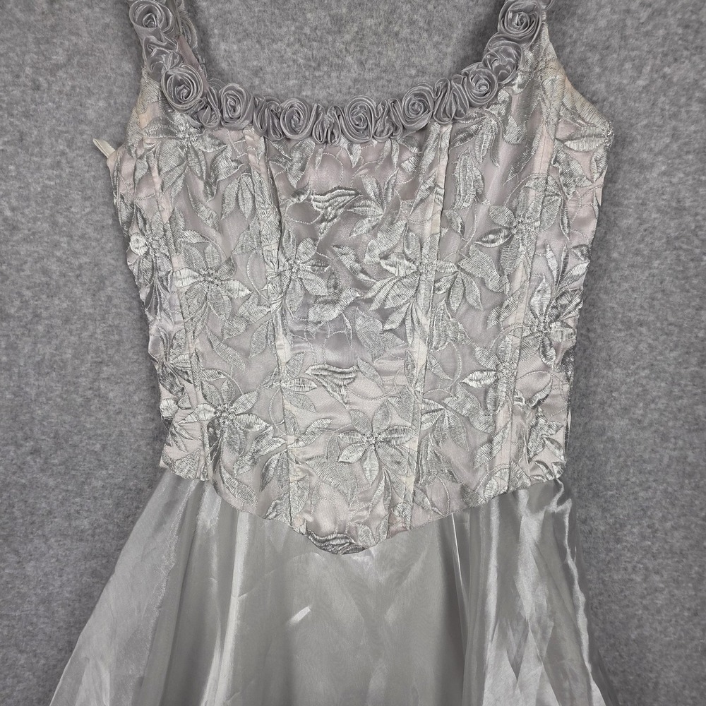Aspeed USA Dress Womens 4 Silver Floral Embroidered Ball Gown Formal Shawl Prom - Picture 4 of 16